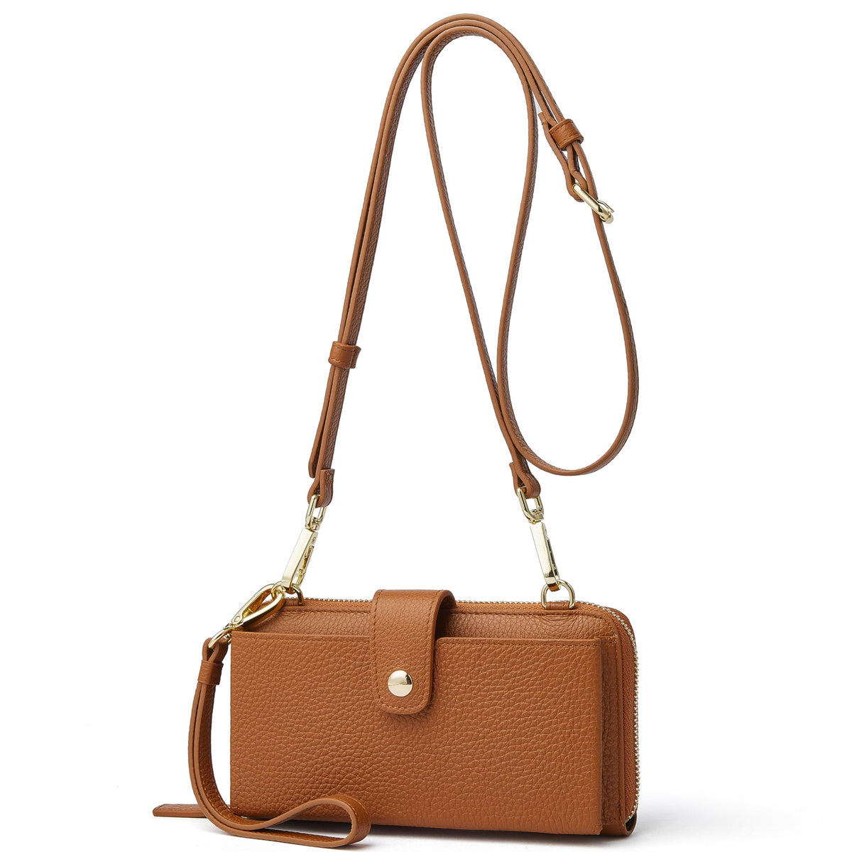 Small Leather Crossbody Wristlet Wallet and Phone Purse J6473