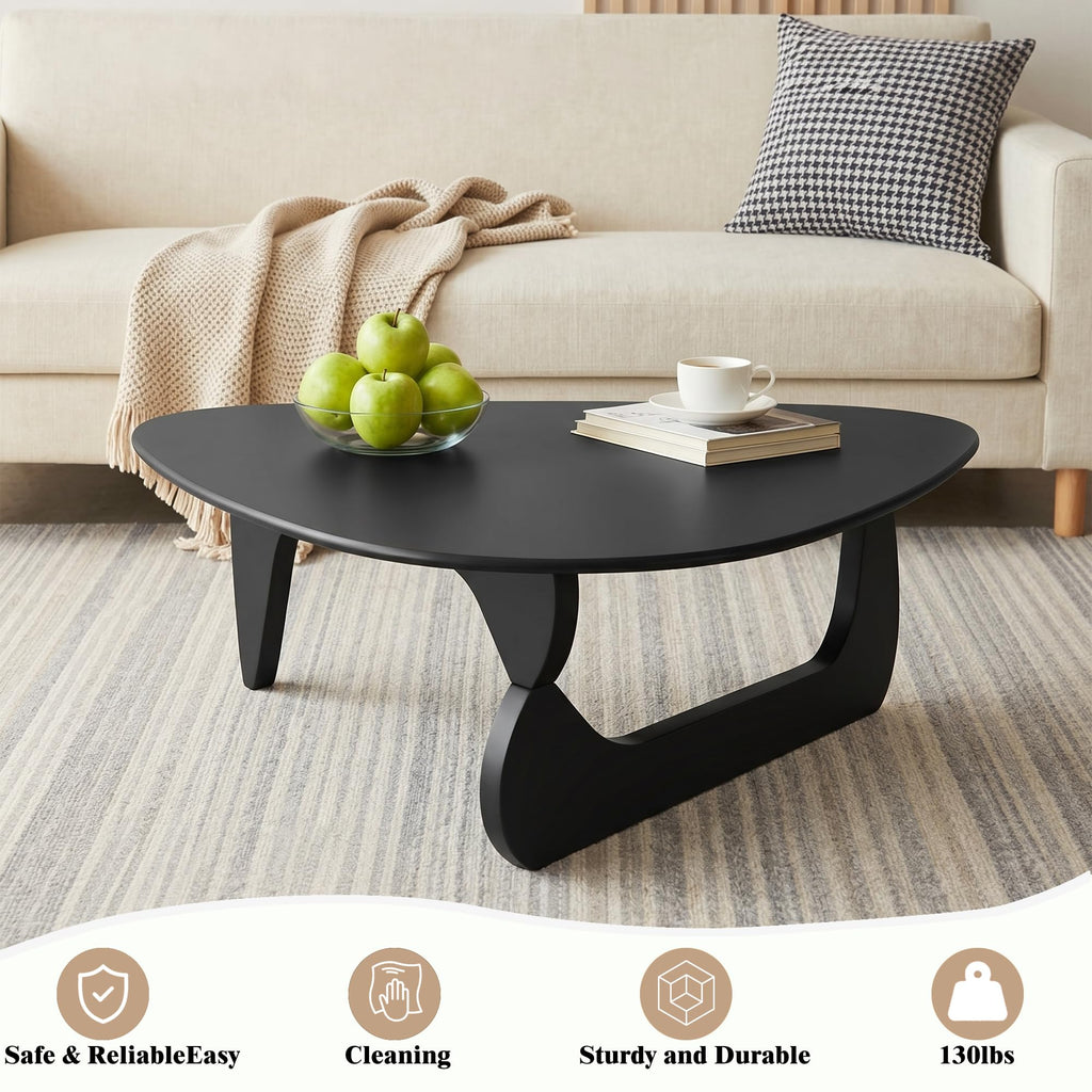 34" Black Coffee Table with Solid Wood Top P2231