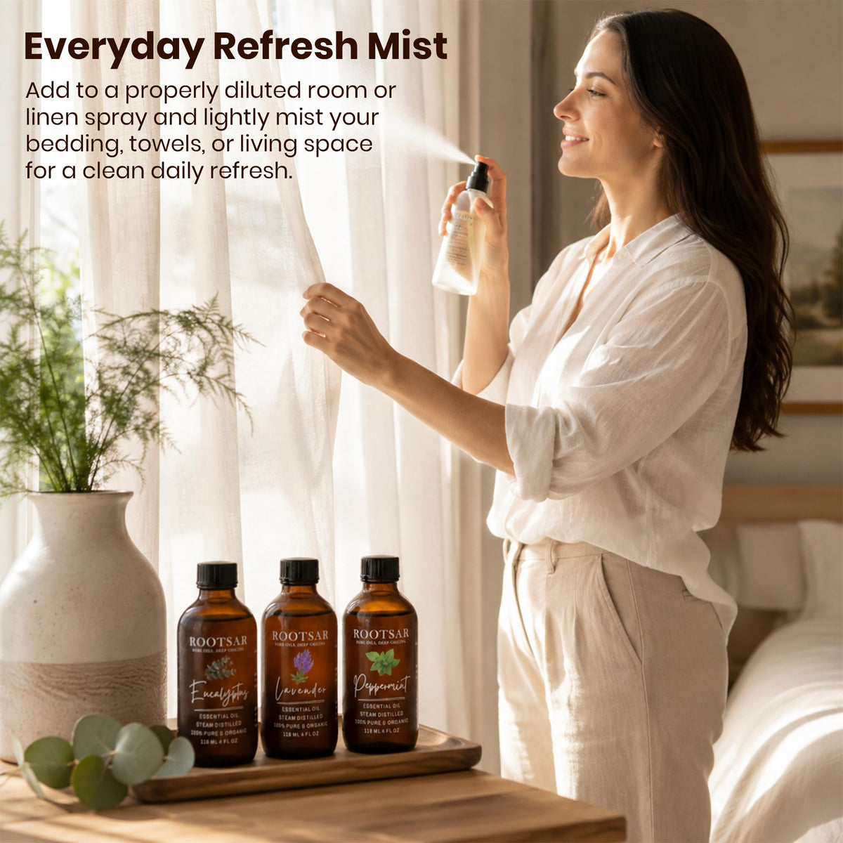 Pure Essential Oils Pack of 3 Lavender Peppermint Eucalyptus 4 Fl Oz Z517867