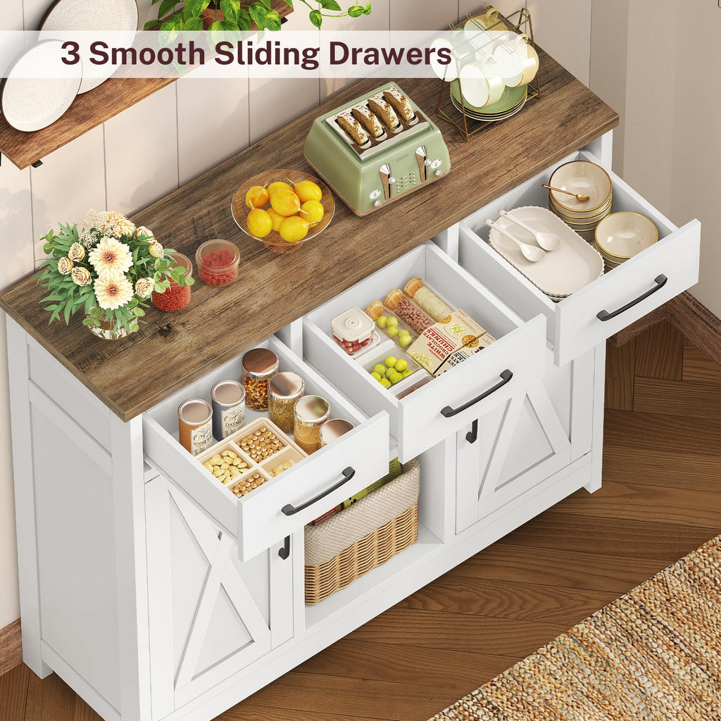 White Storage Cabinet with 3 Drawers and 2 Doors I48961