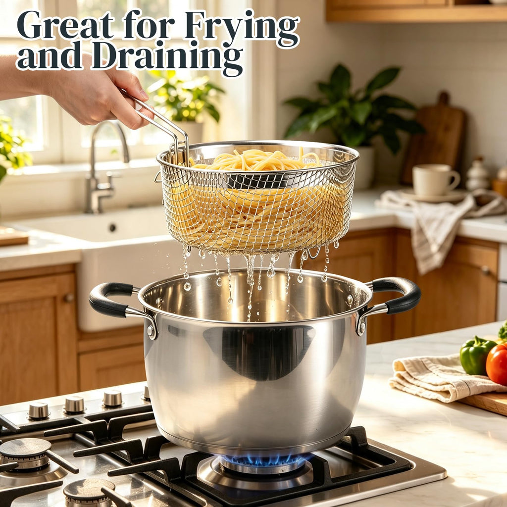 6 Quart Stainless Steel Deep Fryer Pot with Basket C379