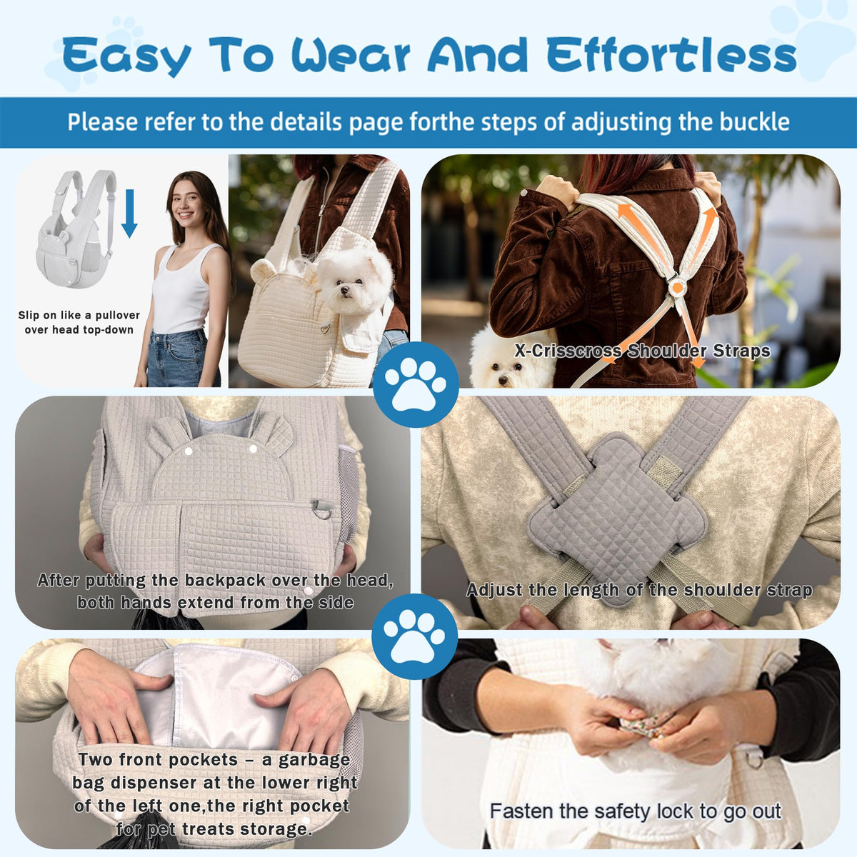 Portable Pet Front Backpack for Small Dogs and Cats L325