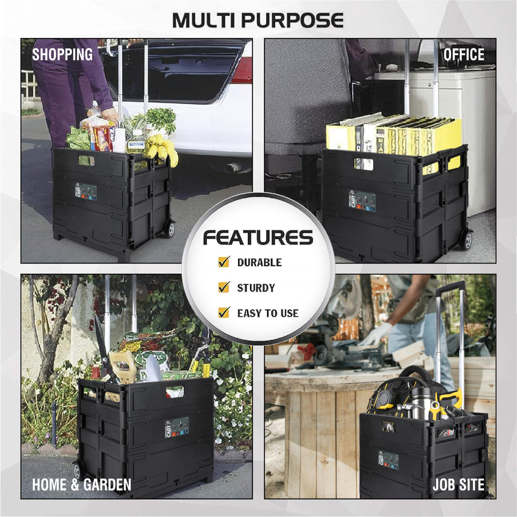 Portable Tools Carrier with Telescopic Handle, 80 Lb. Load Capacity, Black B19511
