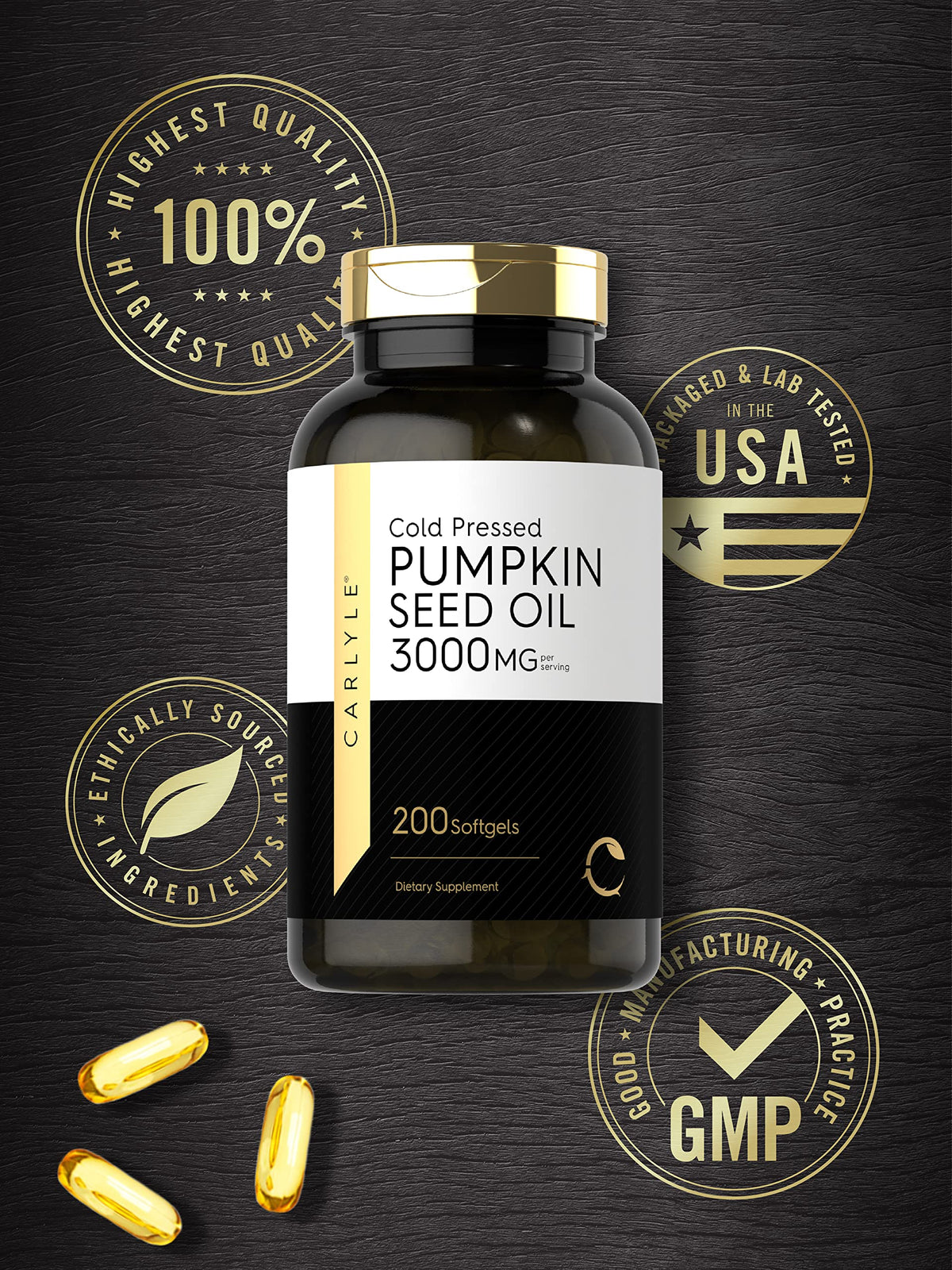 Pumpkin Seed Oil 3000mg 200 Softgels Y962212