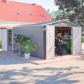10x14 FT Waterproof Metal Storage Shed with 3 Lockable Doors O256305