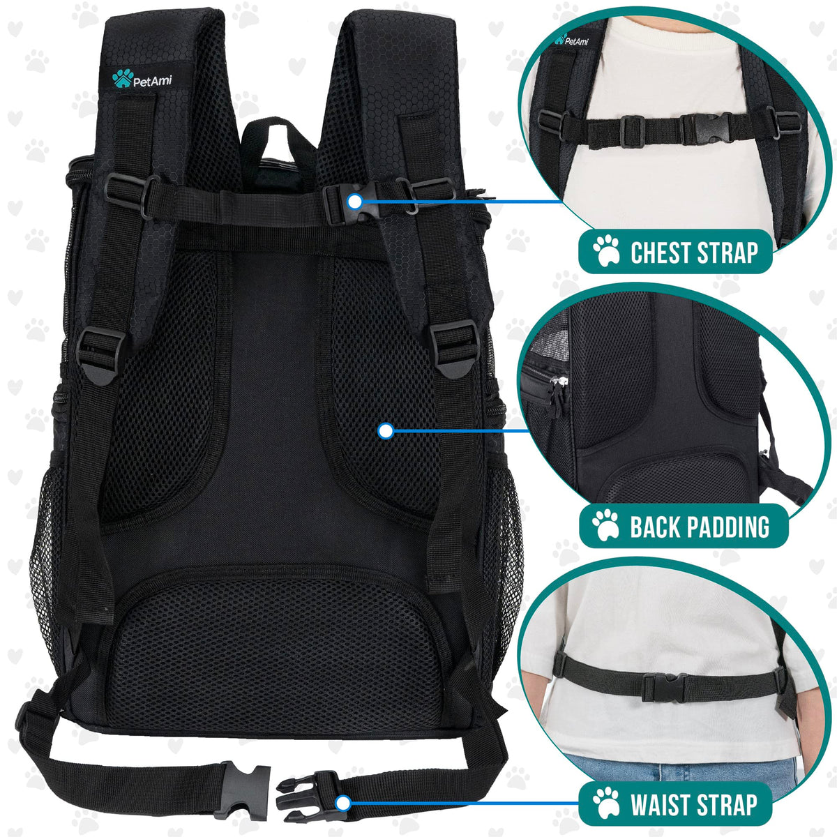 Dog Backpack Carrier, Airline Approved 4-Way Entry Cat Bag, Black U361441