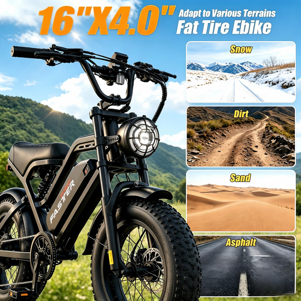 1000W 48V 16Ah Fat Tire Electric Bike V770213