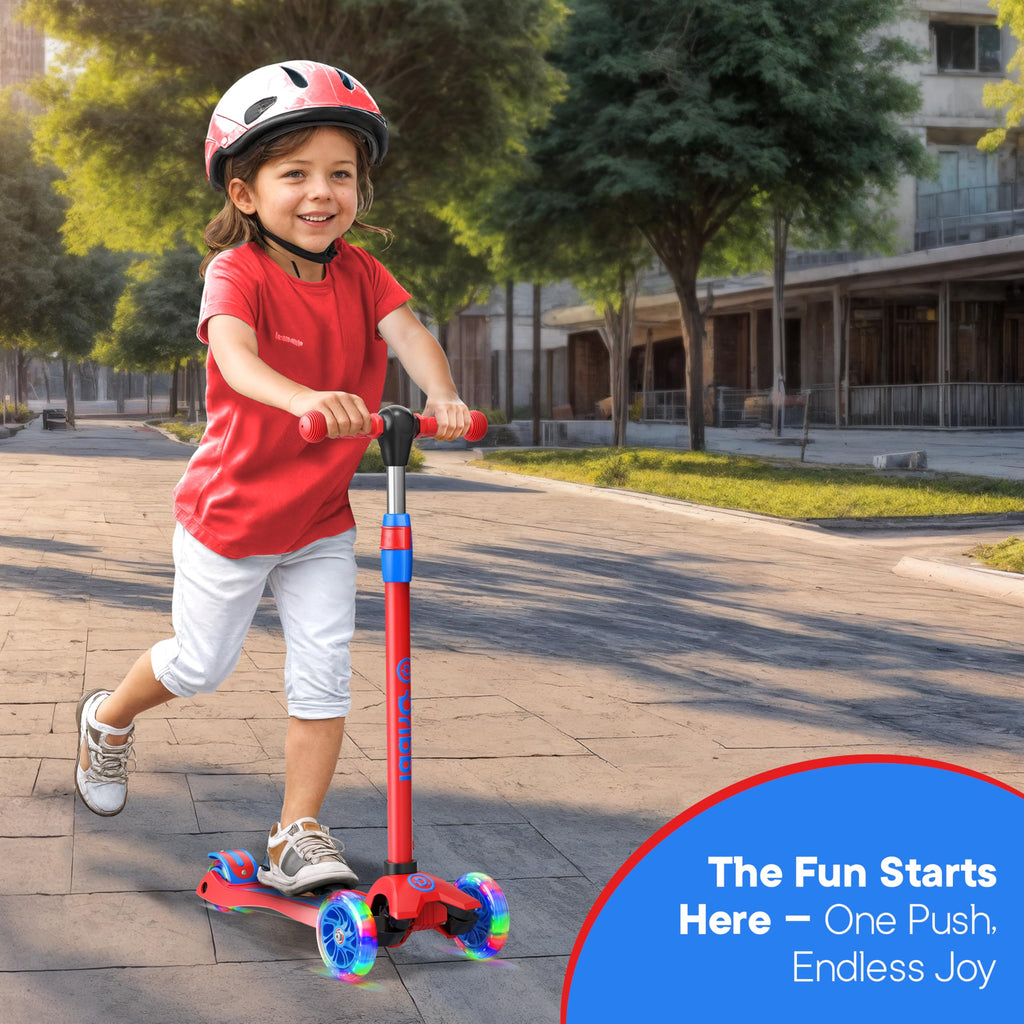 3-Wheel Kids Scooter Adjustable Height Anti-Slip Deck Red and Blue S58684