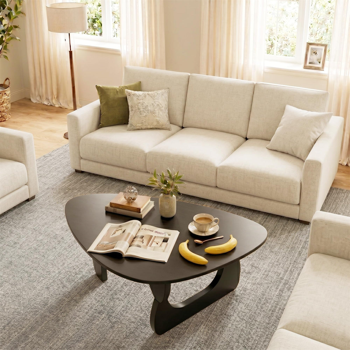 34" Black Coffee Table with Solid Wood Top P2231