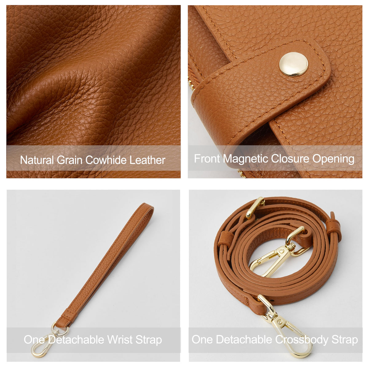 Small Leather Crossbody Wristlet Wallet and Phone Purse J6473